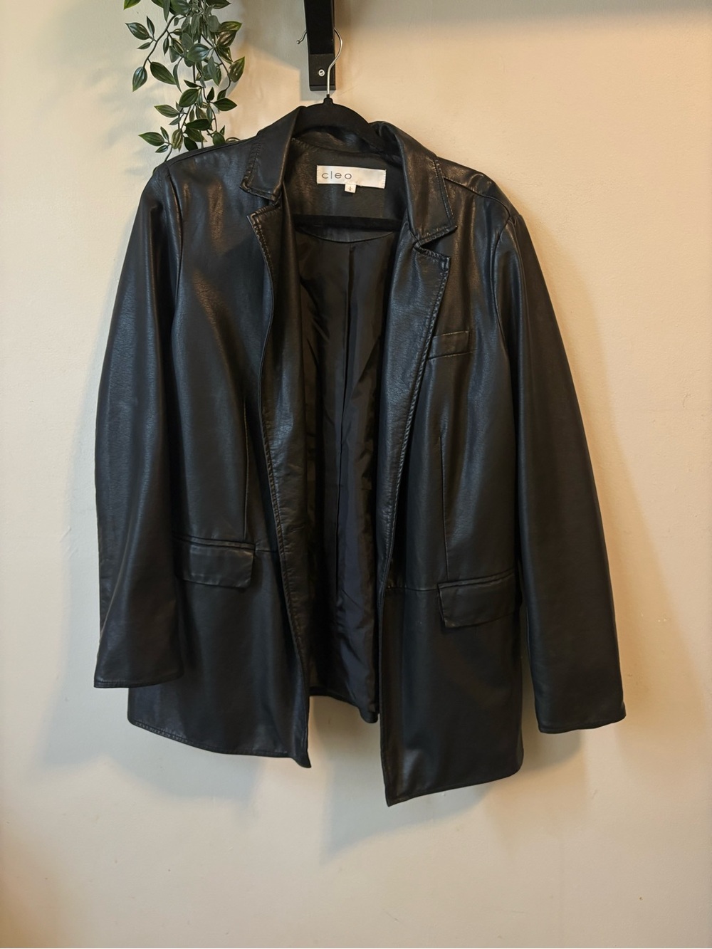 Cleo Black Leather Blazer Jacket